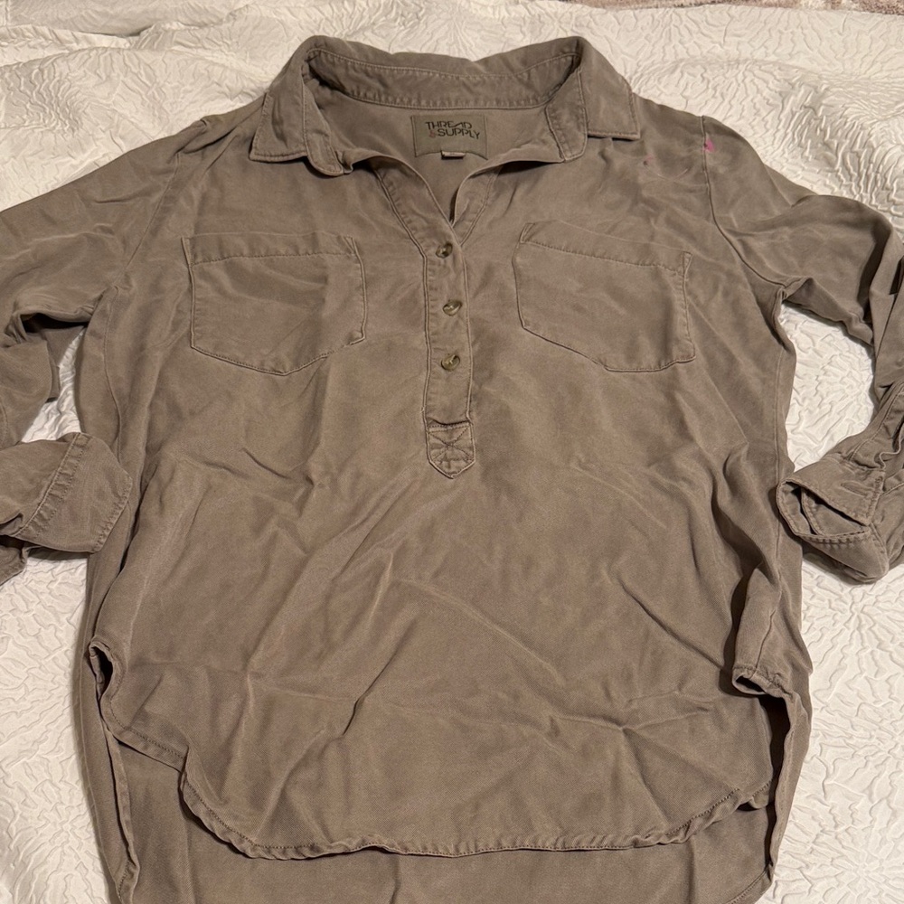 Thread & Supply Khaki Button-Up Shirt